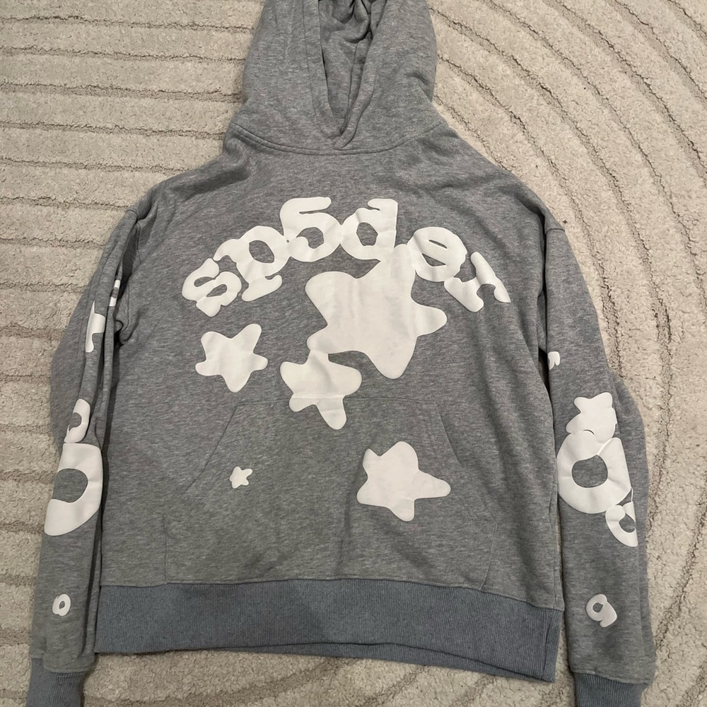 Gray Hoodie with White Star Design